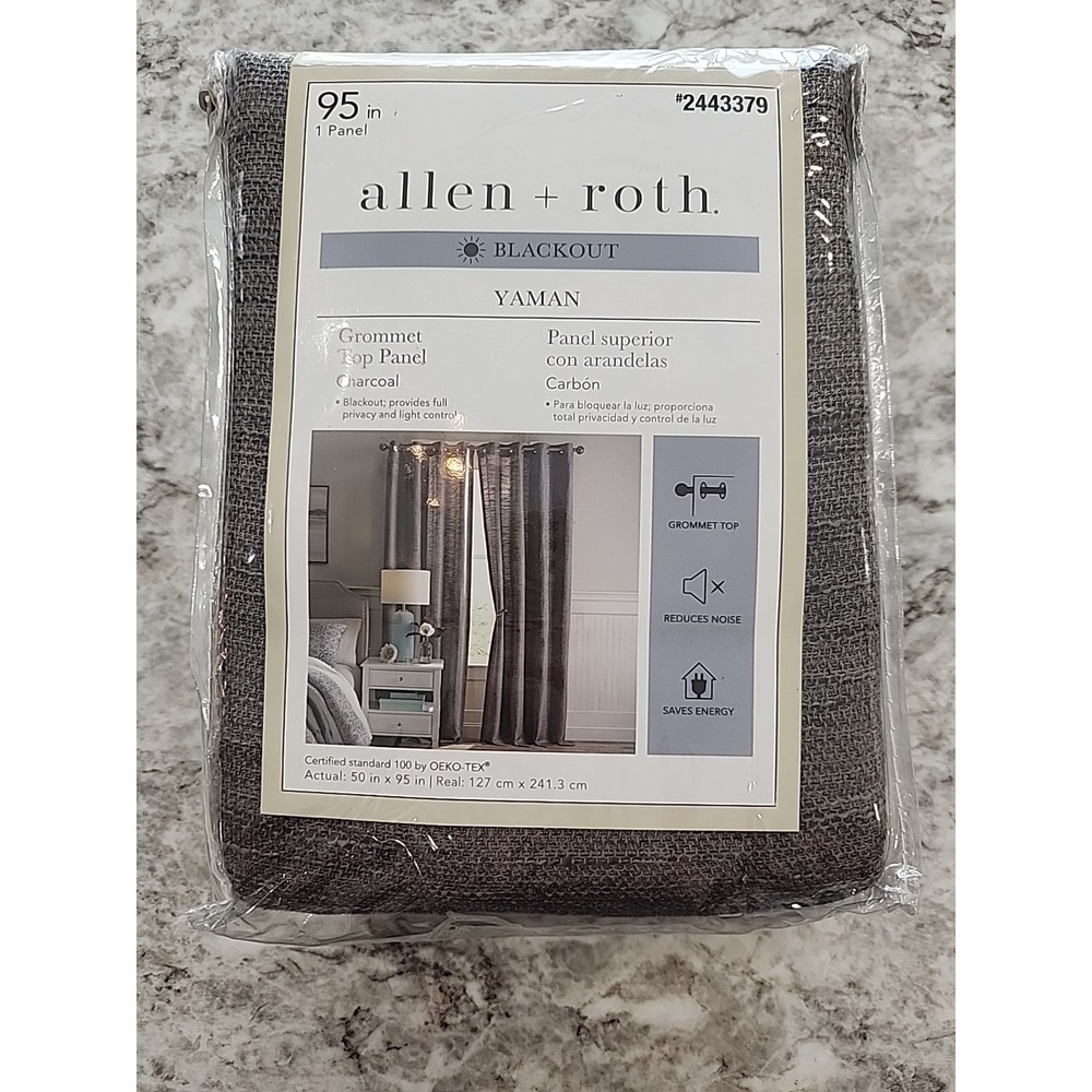 Allen Roth Blackout Yaman Grommet Top Panel Charcoal 50x95in‎